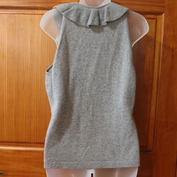 Ann Taylor Gray Cashmere Ruffle Sweater Tank LG - Picture 7 of 9